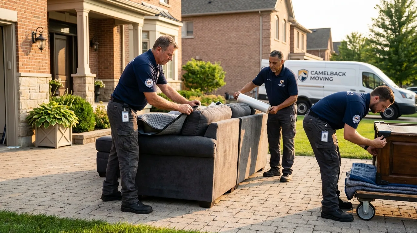 Large estate moving crew wrapping furniture in Brandon, VT